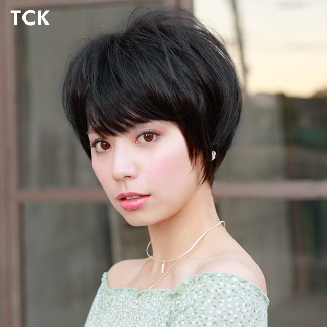 黒髪ノーブルショートボブフルウィッグA-691 黒髪ノーブルショートボブフルウィッグA-691