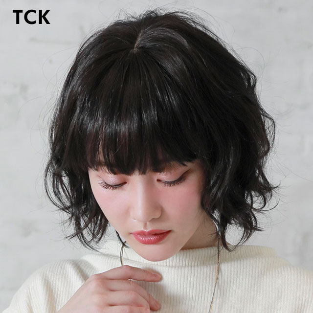 黒髪ショートパーマウィッグ 黒髪ショートパーマウィッグ