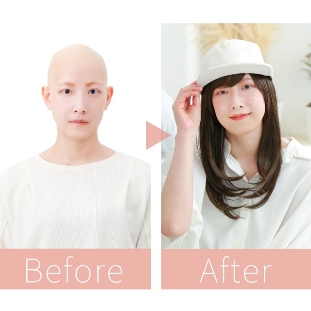 ミディアムストレート　医療用アンダー帽子ウィッグ