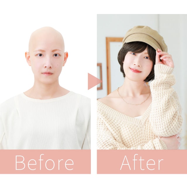 ゆるいカールのニュアンスショート医療用アンダー帽子ウィッグ