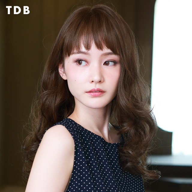 ダークブラウンのメープルカールロングフルウィッグA-700