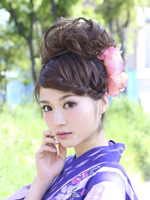浴衣ガーリーヘアアレンジ