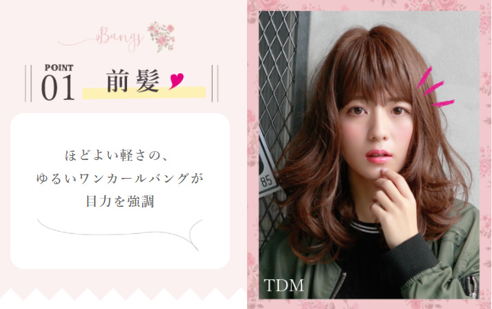 フリルカールミディウィッグの前髪