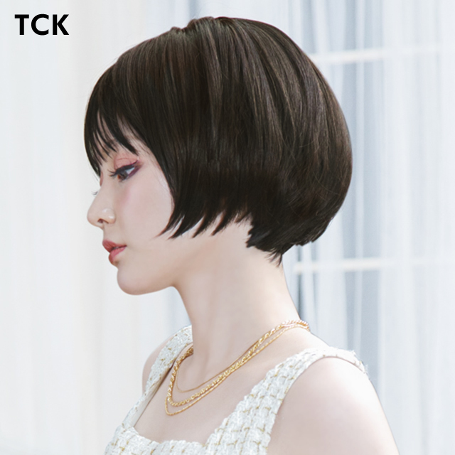 プリシララウンドマッシュ医療用帽子ウィッグの横顔