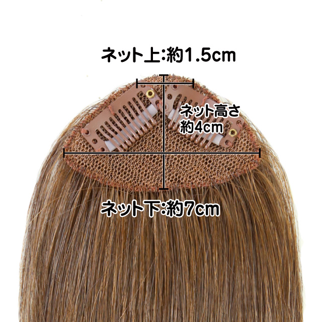 フルバング前髪ウィッグの裏側のサイズ