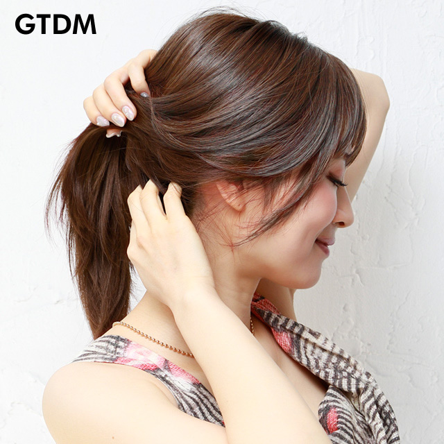 自然なつむじ付き前髪ウィッグアレンジ